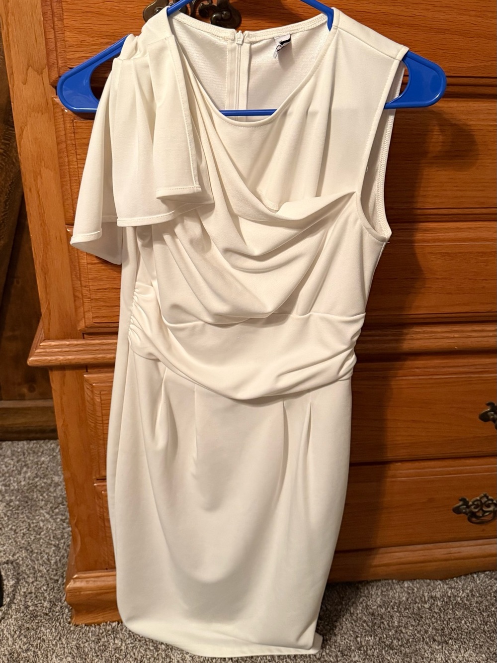 Elegant White Draped One-Shoulder Dress